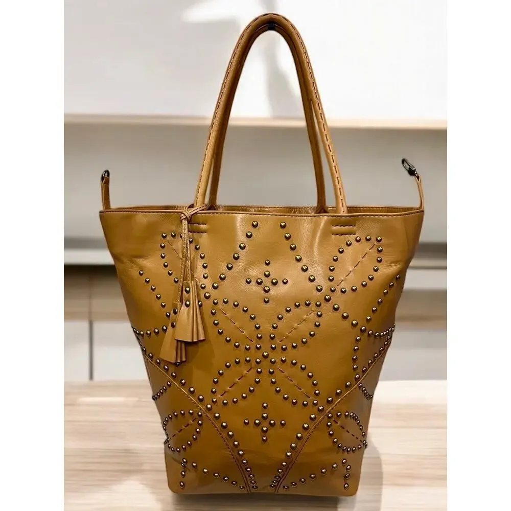Isabella Fiore Leather Studded Tote Bag